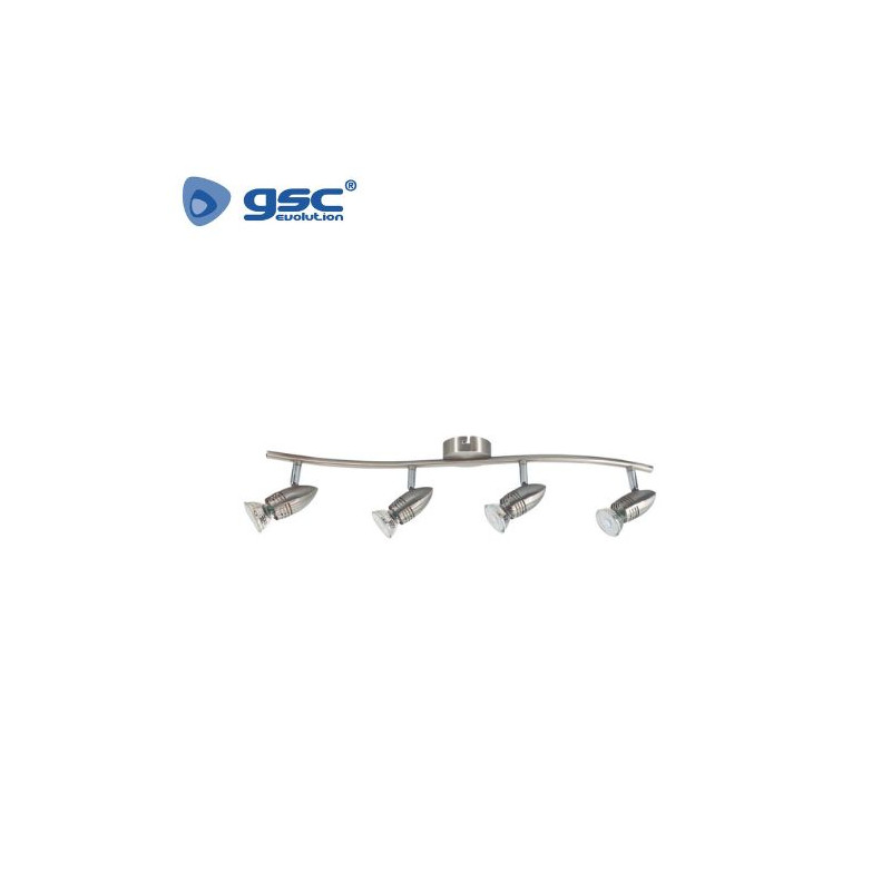 Foco techo/pared cuádruple lineal GU10 Níquel Serie Kegla GSC C1/8