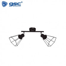 Foco techo/pared doble lineal E27 Negro Serie Bhani GSC C1/8