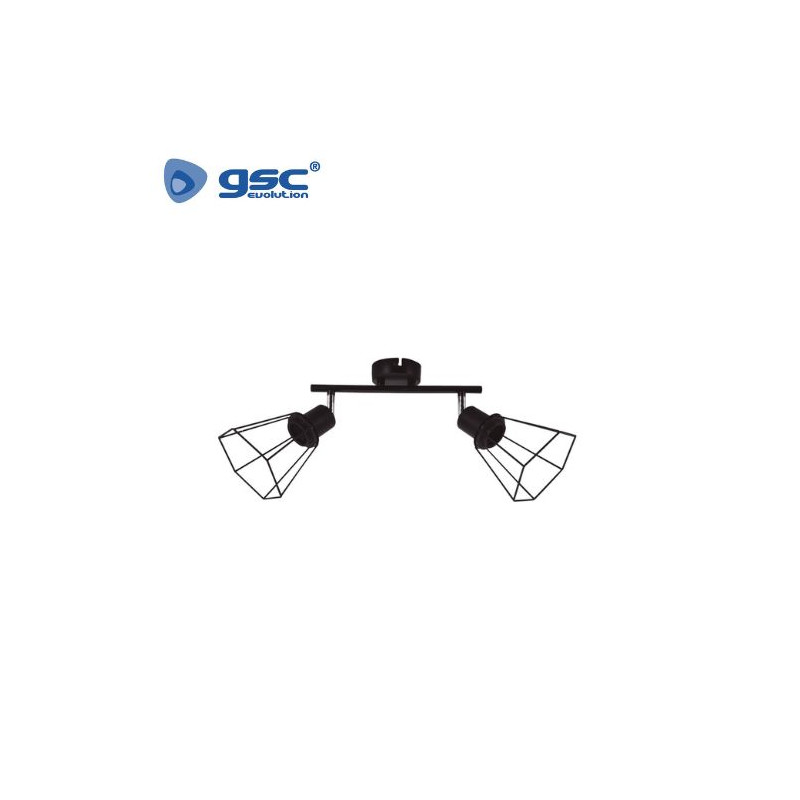 Foco techo/pared doble lineal E27 Negro Serie Bhani GSC C1/8
