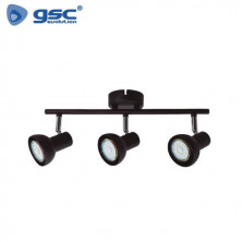 Foco techo/pared triple lineal GU10 Negro Serie Kaitola GSC C1/8