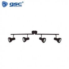 Foco techo/pared cuádruple lineal GU10 Negro Serie Kaitola GSC C1/6