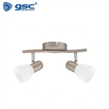 Foco techo/pared doble lineal E14 Níquel Serie Guimara GSC C1/24