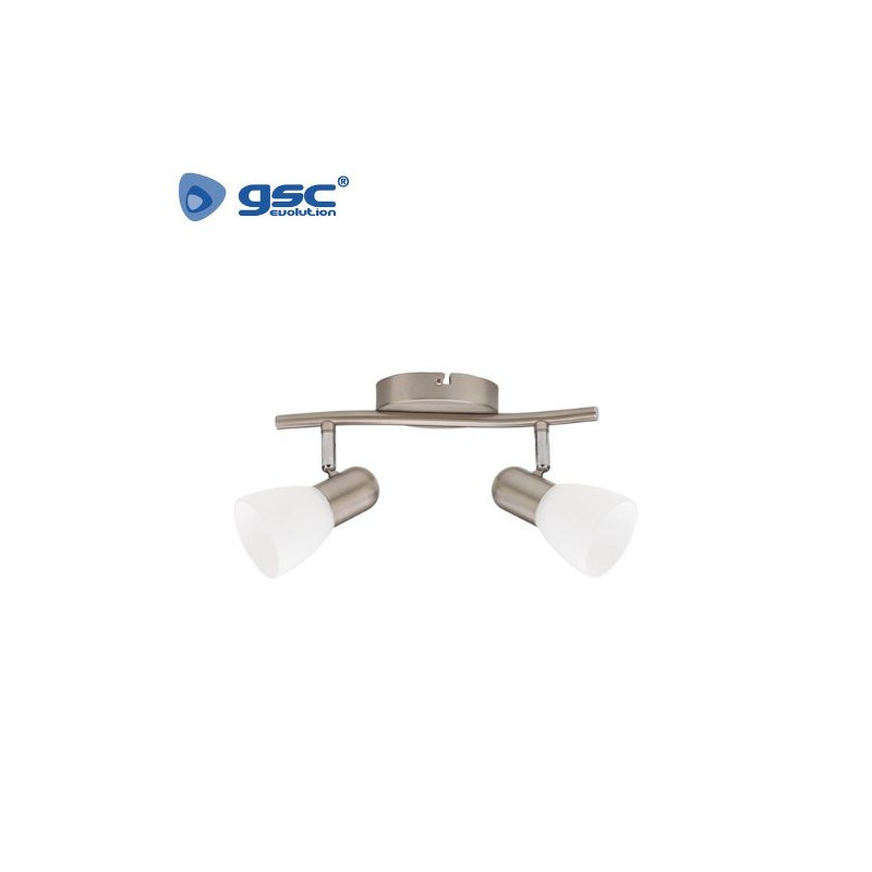 Foco techo/pared doble lineal E14 Níquel Serie Guimara GSC C1/24