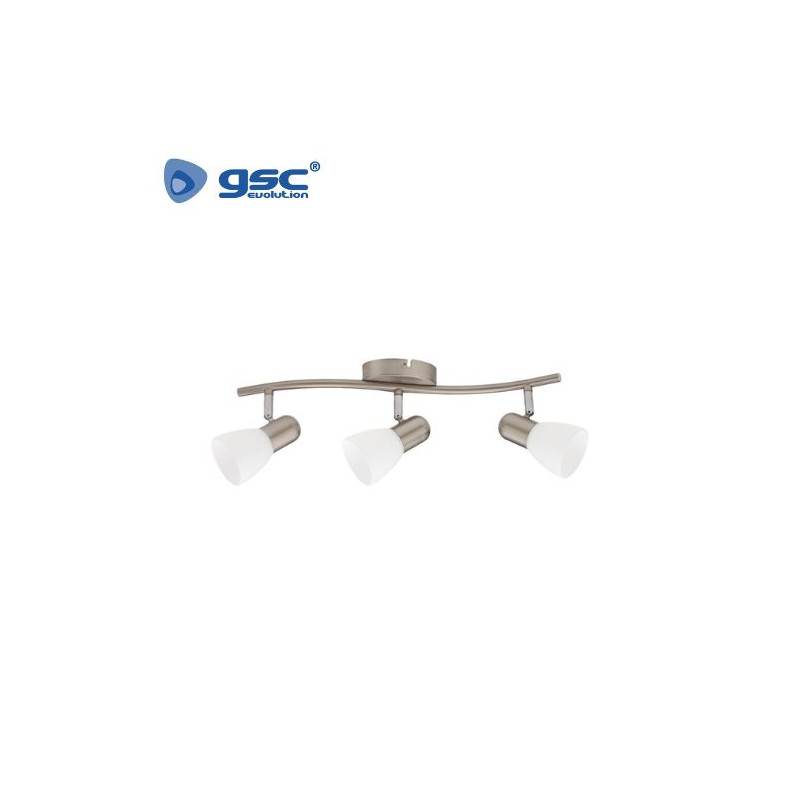 Foco techo/pared triple lineal E14 Níquel Serie Guimara GSC C1/8