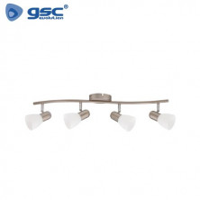 Foco techo/pared cuádruple lineal E14 Níquel Serie Guimara GSC C1/8