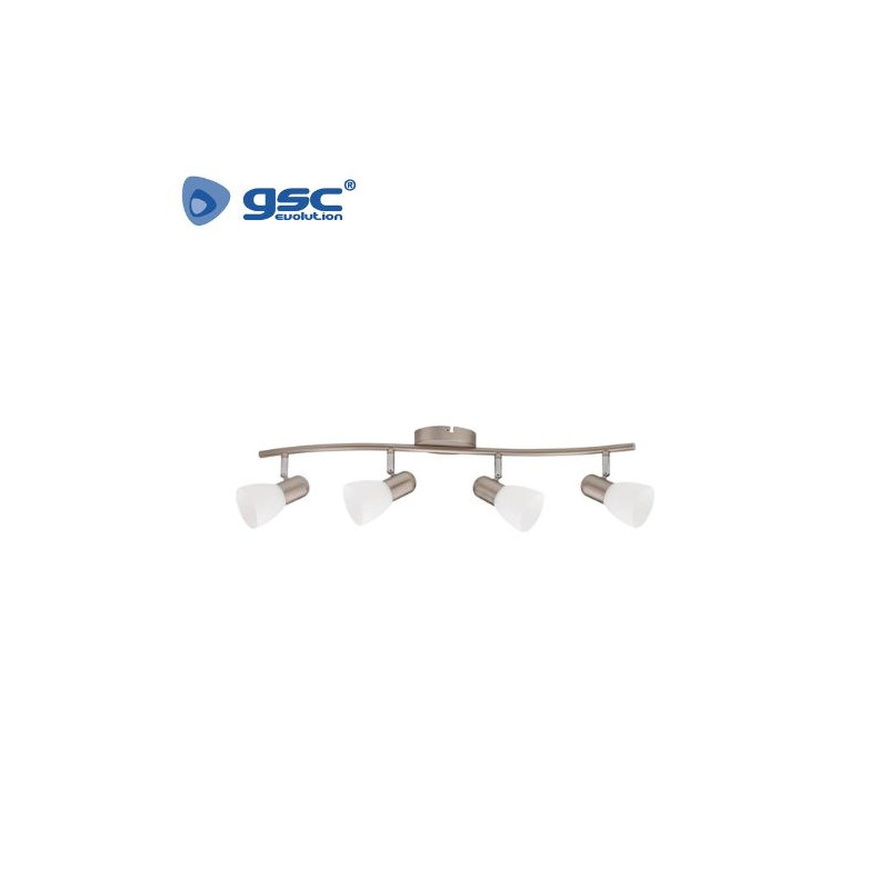 Foco techo/pared cuádruple lineal E14 Níquel Serie Guimara GSC C1/8
