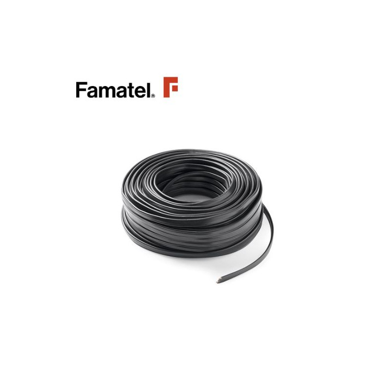 Cable manguera plana FERIA 2x1,5mm Negro Rollo 50m FAMATEL