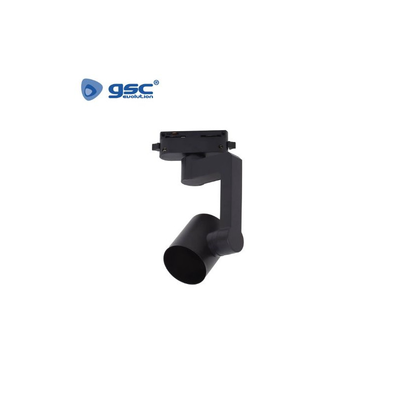 Foco carril monofásico con casquillos GU10 para bombilla Máx de 20w Negro GSC C1/50