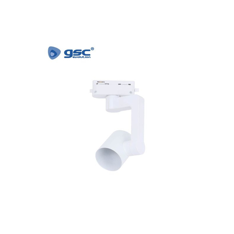 Foco carril monofásico con casquillos GU10 para bombilla Máx de 20w Blanco GSC C1/50