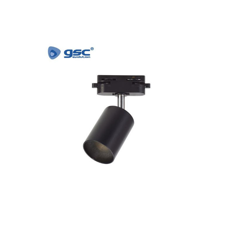 Foco carril monofásico con casquillo GU10 Negro GSC
