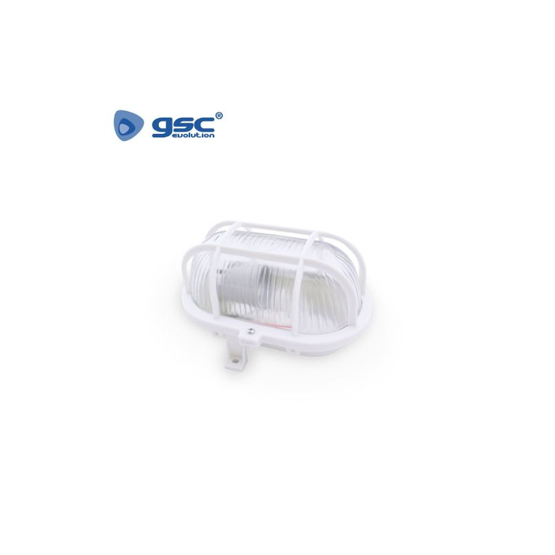 Aplique de pared Máx.60w E27 Ovalado con Rejilla Exterior Blanco IP44 220V GSC C1/24