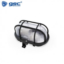 Aplique de pared Máx.60w E27 Ovalado Negro con Rejilla Negro Diámetro 192mm IP44 220V GSC C1/24