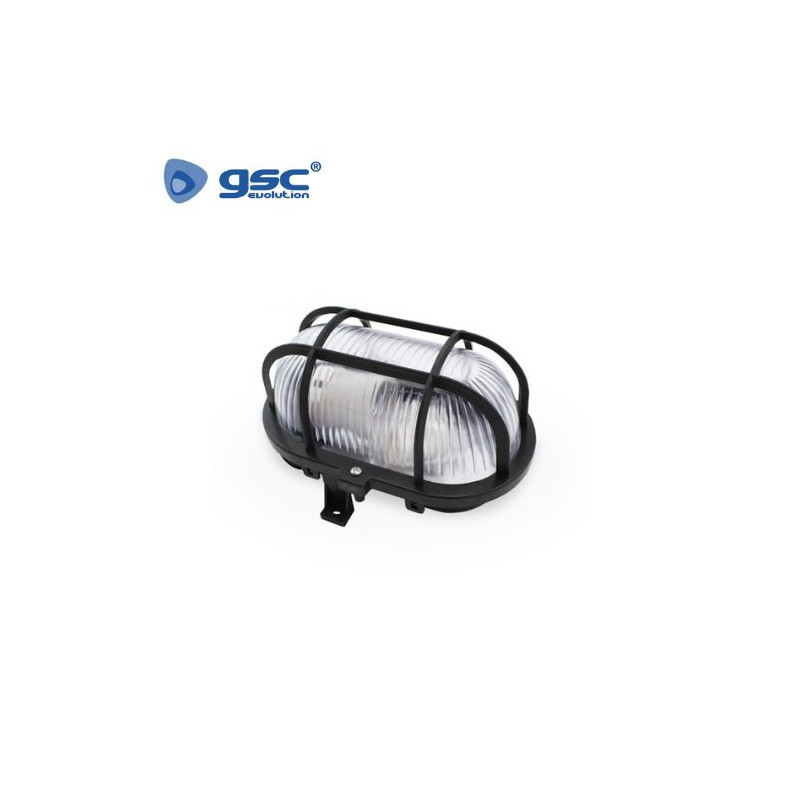 Aplique de pared Máx.60w E27 Ovalado Negro con Rejilla Negro Diámetro 192mm IP44 220V GSC C1/24