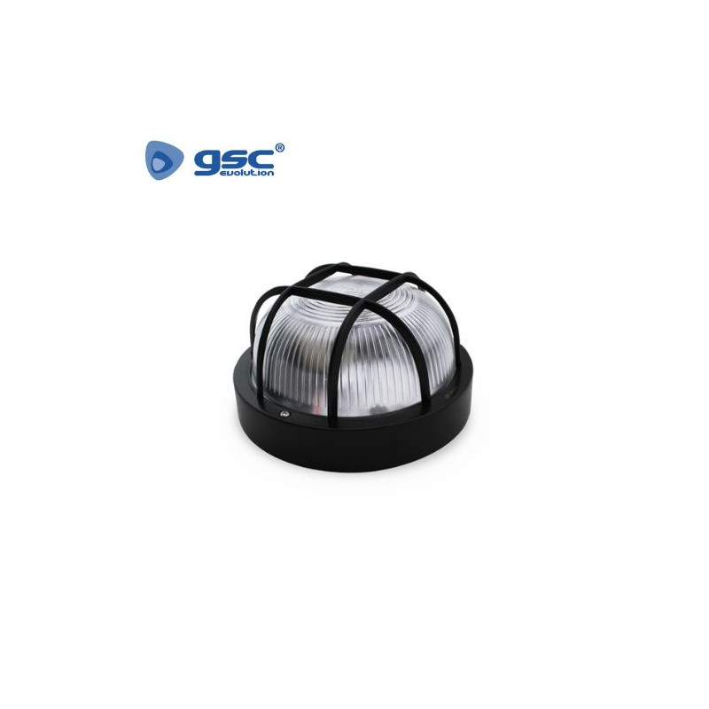 Aplique de pared Máx.60w E27 Redondo con Rejilla Negro Diámetro 188mm IP44 220V GSC C1/24