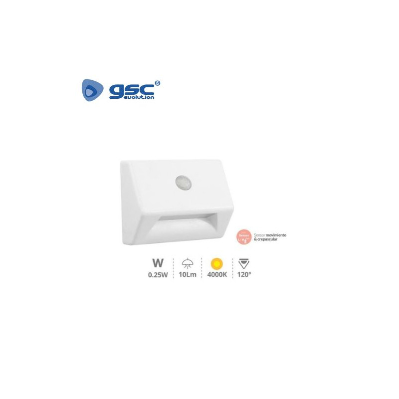 Aplique para escalera con sensor crepuscular y movimiento 4000K IP54 GSC C20/80