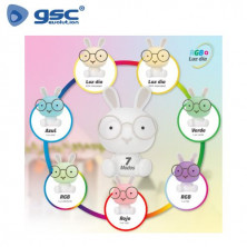 Luz de noche infantil LED Conejito 2,5w RGB + luz día batería RECARGABLE Blanco GSC C1/12