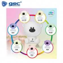 Luz de noche infantil LED Osito 2,5w RGB + luz día batería RECARGABLE Blanco GSC C1/6