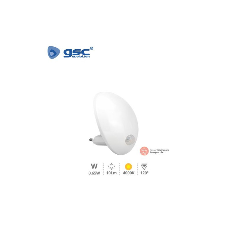 Luz de noche indirecta con sensor crepuscular y de movimiento 1,4w 4000K 3Lm 220V GSC C10/40