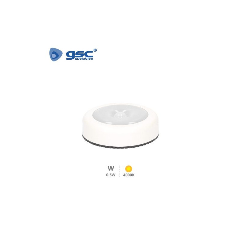 Luz de armario LED con sensor Movimiento 0,5w 4000K 35Lm Funciona a pilas IP20 GSC ÚLTIMAS UNIDADES