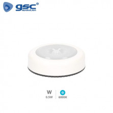Luz de armario LED con sensor Movimiento 0,5w 6000K 35Lm Redonda Blanco Funciona a pilas IP20 GSC C1