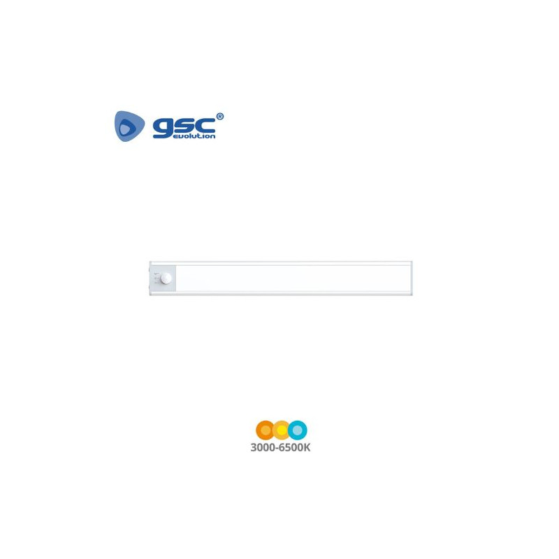 Luz de armario LED sensor movimiento y crepuscular 0,8w CCT Tono luz ajustable 75Lm 200x15x40mm GSC