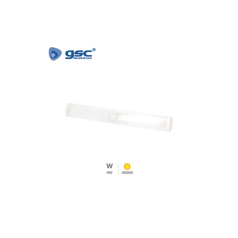 Luz de armario LED 4w 4000K 320Lm Regulable Blanco Con batería IP20 GSC C1/40