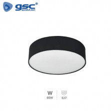 Plafon techo de tela Redondo 60w 2xE27 Negro Gemena GSC C1/2