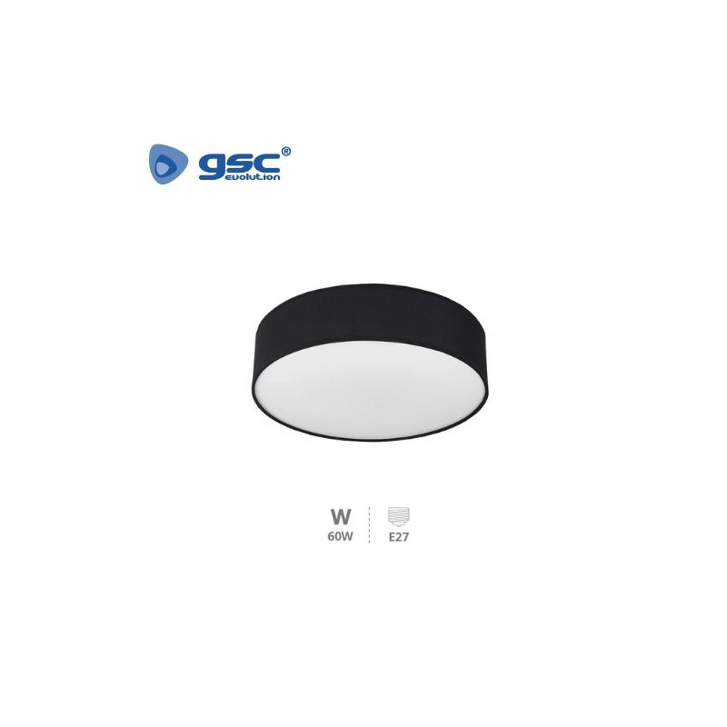 Plafon techo de tela Redondo 60w 2xE27 Negro Gemena GSC C1/2