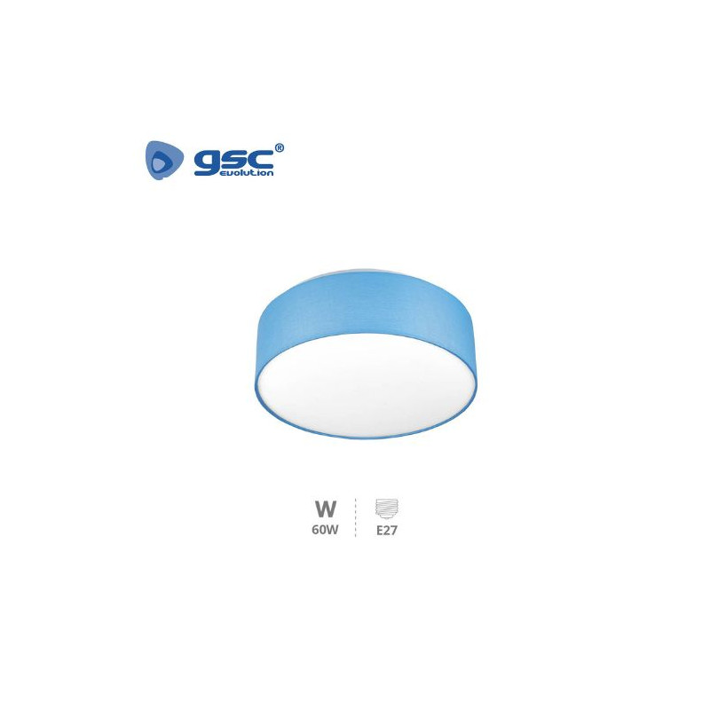 Plafon techo de tela Redondo 60w 2xE27 Azul Gemena GSC C1/2