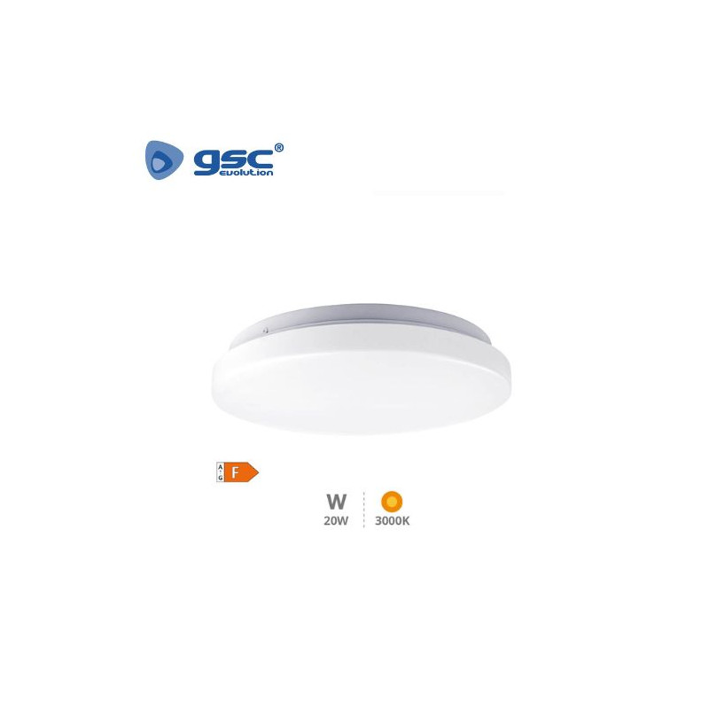Plafón techo LED Redondo 20w 3000K 1600Lm Blanco Elda GSC C1/10