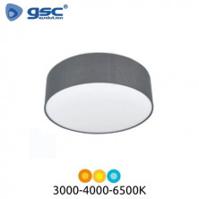 Plafón techo LED Redondo 22w CCT Tono de luz ajustable Regulable tela Gris Kasker GSC C1/2