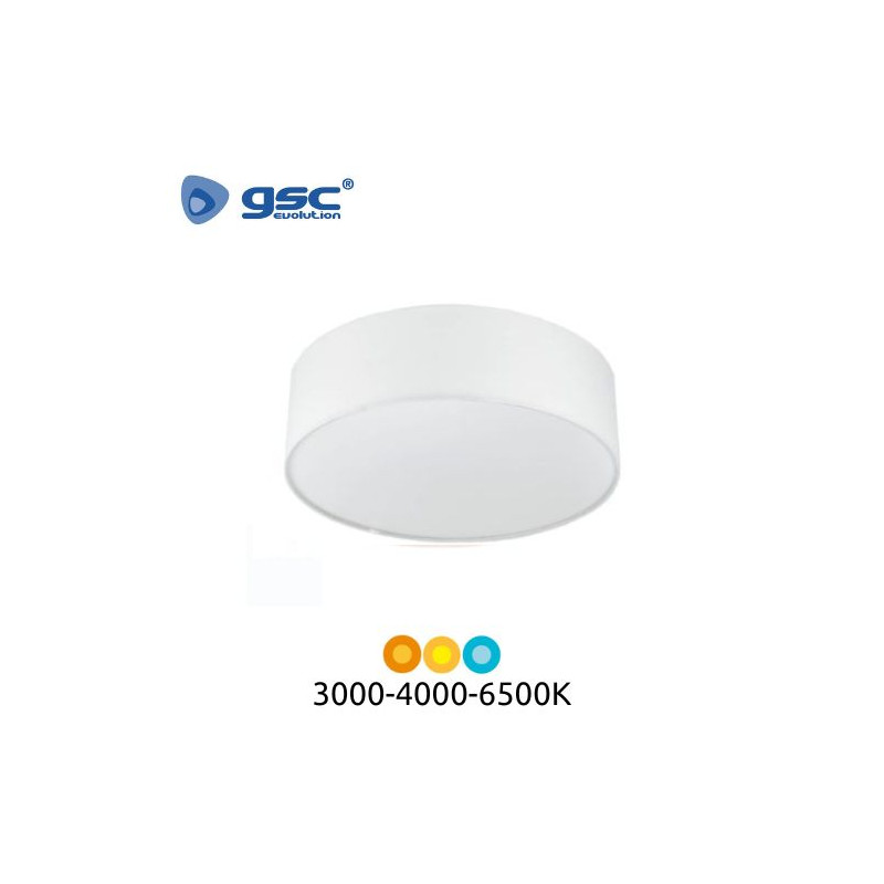Plafón techo LED Redondo 22w CCT Tono de luz ajustable Regulable tela Blanco Kasker GSC C1/2