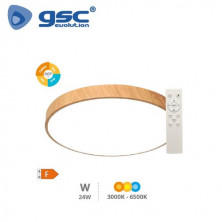 Plafón techo LED Redondo 24w CCT Tono de luz ajustable 1875Lm Madera Andra GSC C1/10