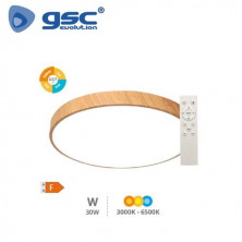 Plafón techo LED Redondo 30w CCT Tono de luz ajustable 2400Lm Madera Andra GSC C1/5