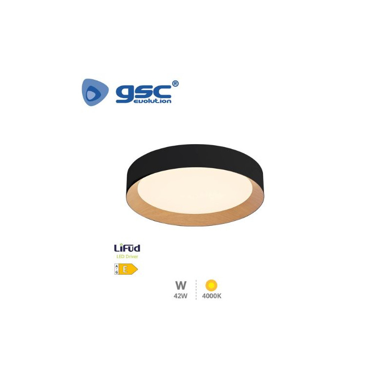Plafón techo LED Redondo 42w 4000K 2250Lm Negro Peranka GSC C1/1