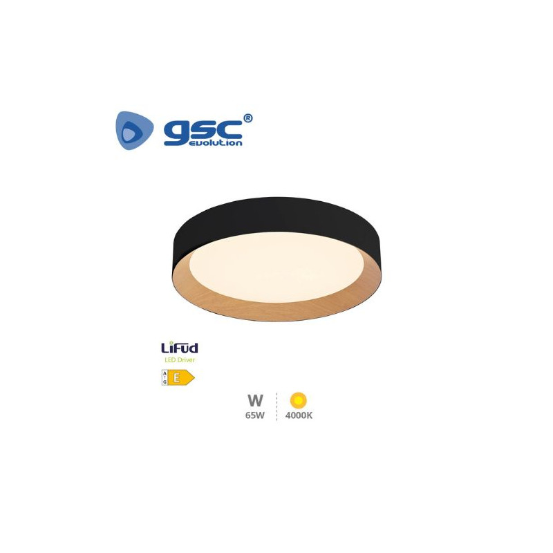 Plafón techo LED Redondo 65w 4000K 3446Lm Negro Peranka GSC C1/1