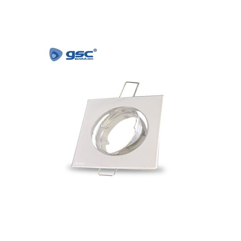Aro cuadrado basculante Blanco GU10 Incluido 80 x 80mm Diámetro Empotramiento 75mm GSC UUS