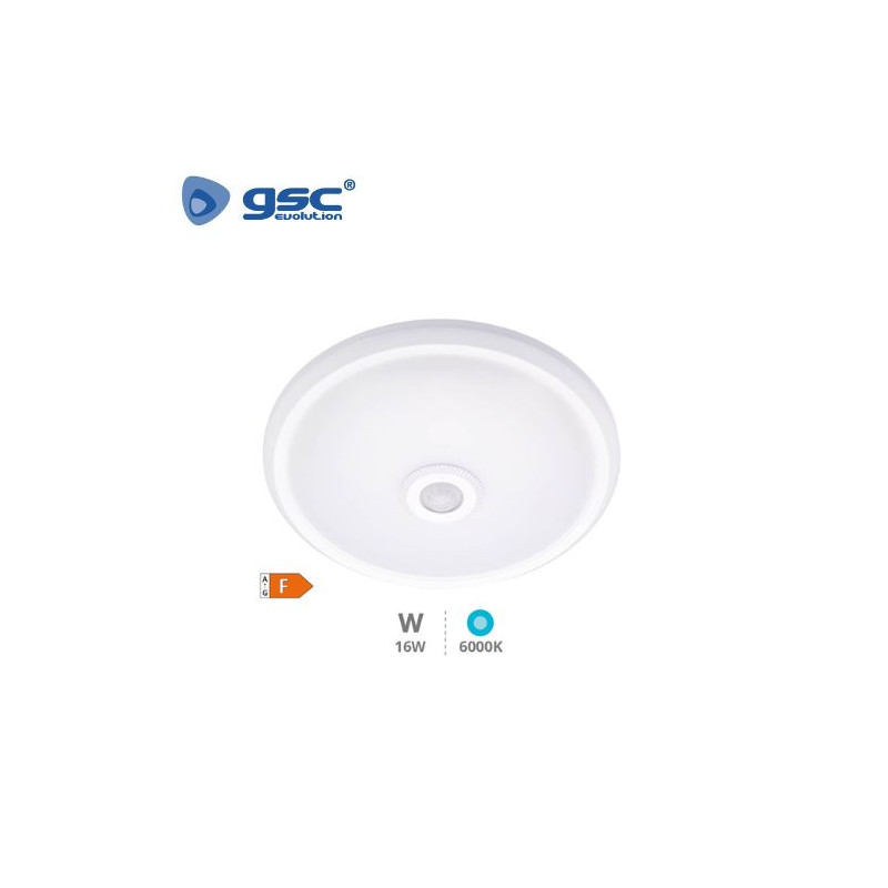 Plafon techo LED Redondo SENSOR movimiento 16w 6000K Blanco 1150 Lm Diámetro 290x60mm Bagori GSC C1/