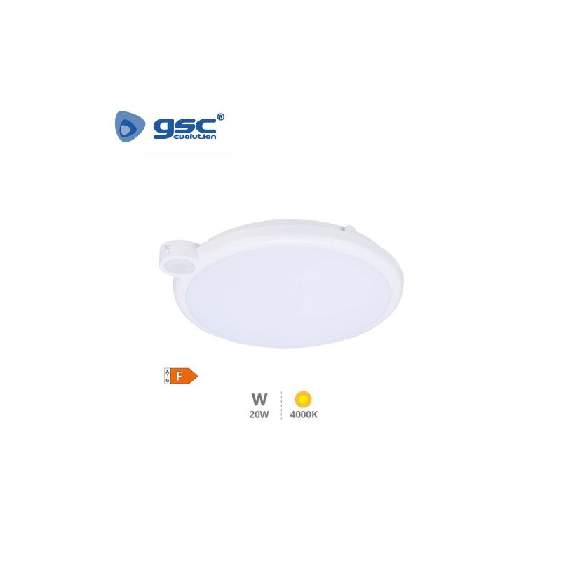 Plafón techo LED Redondo SENSOR movimiento / crespuscular 20w 4000K Blanco 2500 Lm Kamina GSC C1/10