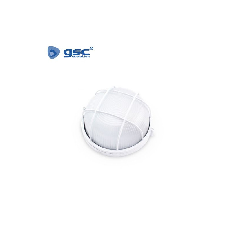 Aplique de pared Máx.60w E27 Redondo Aluminio Blanco con Rejilla Diámetro 188mm IP44 220V GSC C1/20