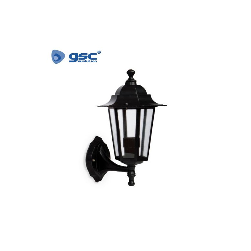 Farol jardin E27 IP44 60w Brazo abajo Alum Negro 280x420 Serie Lenna GSC