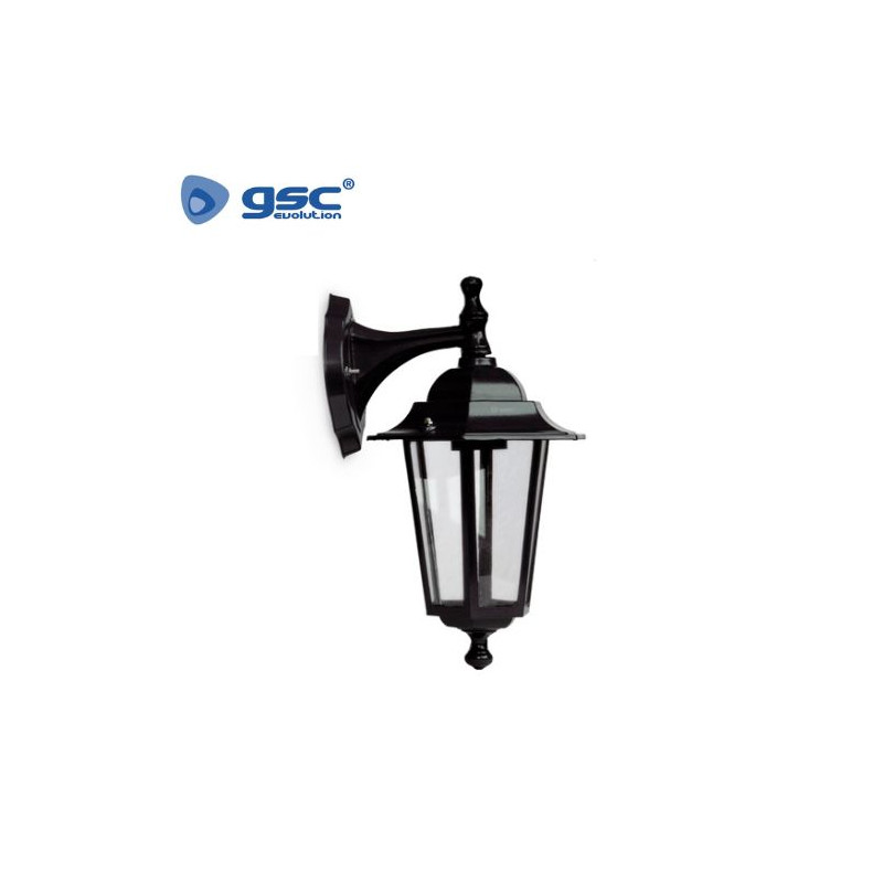 Farol jardin E27 IP44 60w Brazo arriba Alum Negro 280x420 Serie Lenna GSC C1/6