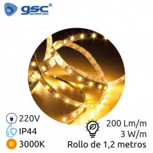 Kit tira LED 1,2m 3w 3000K 200Lm Ancho 8mm Regulable Sensor de movimiento IP44 220V GSC C0/25