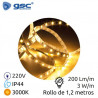 Kit tira LED 1,2m 3w 3000K 200Lm Ancho 8mm Regulable Sensor de movimiento IP44 220V GSC C0/25
