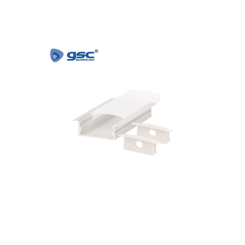 Perfil de aluminio 2m Empotrar OPAL para tiras LED hasta 19mm (Acc. ref. 204095050) GSC C1/1