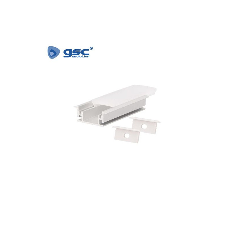Perfil de aluminio 2m Empotrable Suelo exterior OPAL para tiras LED hasta 12mm GSC C1/1