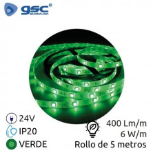 Tira LED 5m 24V 6w/m Verde Ancho 8mm SMD 2835 IP20 GSC C1/20