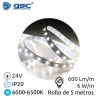 Tira LED 5m 24V 6w/m 6000-6500K 600Lm Ancho 8mm SMD 2835 IP20 GSC C1/30