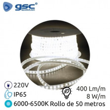 Tira LED 50m 220V 8w/m 6000-6500K 400Lm Ancho 10mm SMD 2835 IP65 GSC C1/1