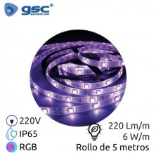 Kit tira LED 5m 6w/m RGB 220Lm Ancho 12mm REGULABLE WIFI +Bluetooth IP65 GSC C1/10